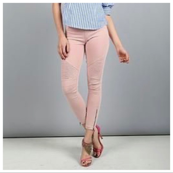 Mauve stretch Motto jeggings with zipper Trim - Picture 7 of 7